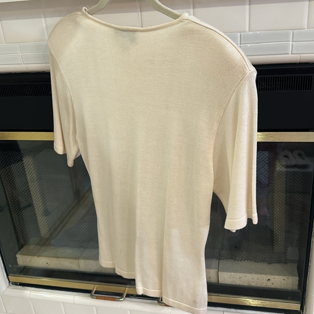 Breckenridge Cream Size Medium 100% Rayon Top - Picture 5 of 6